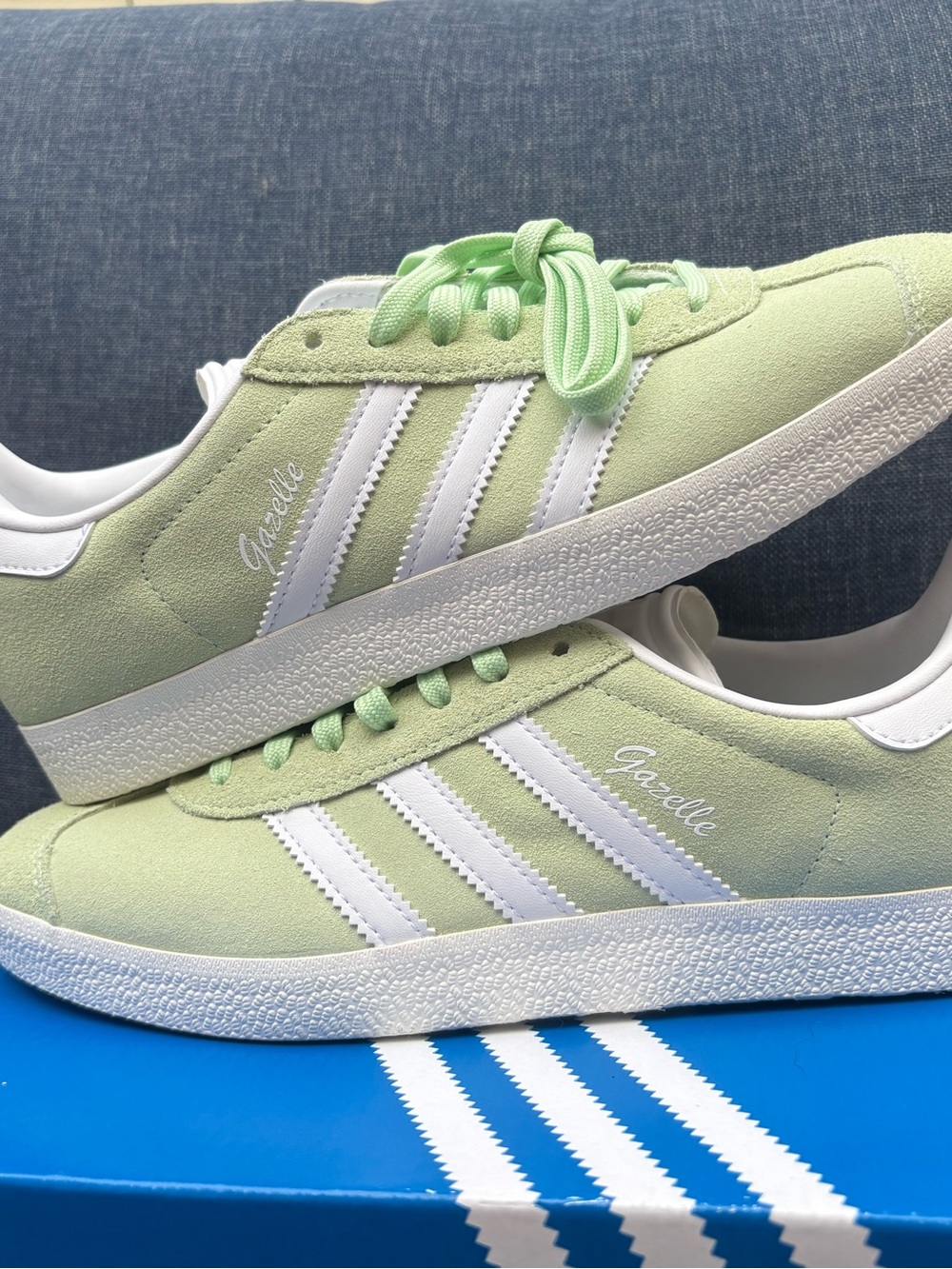adidas Gazelle Mint Suede Sneakers with White Stripes men’s 7.5, women’s 8.5